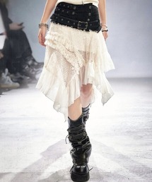 【Cest Nous】Lace Midi Skirt / 【セヌー】ウエストベルトアシンメトリーレースミディスカート