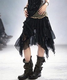 【Cest Nous】Lace Midi Skirt / 【セヌー】ウエストベルトアシンメトリーレースミディスカート