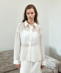TIS SHEER WRINKLE SHIRT_CREAM