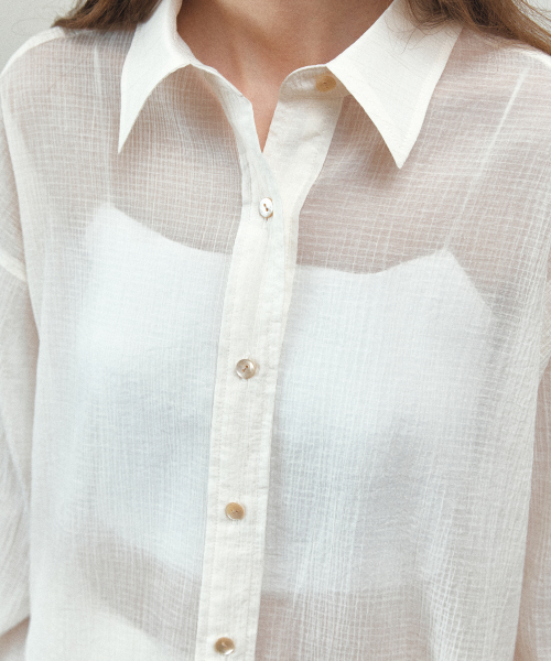 MOHAN（モハン）の「TIS SHEER WRINKLE SHIRT_CREAM（シャツ/ブラウス・レディース・Cream・SMALL/MEDIUM/LARGE）」の2枚目の写真
