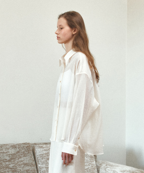 MOHAN（モハン）の「TIS SHEER WRINKLE SHIRT_CREAM（シャツ/ブラウス・レディース・Cream・SMALL/MEDIUM/LARGE）」の3枚目の写真