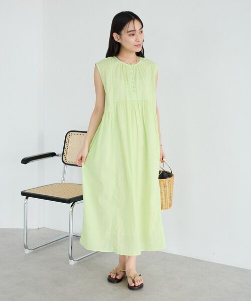 CRAFT STANDARD BOUTIQUE(クラフトスタンダードブティック)の「【インド製】コットンドビーコンビワンピース(ワンピース・レディース・イエロー/ブラック/ホワイト・FREE)」の5枚目の写真