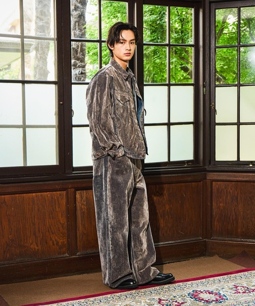 niko and...（ニコアンド）の「Flocked Denim Jacket [niko and ...JEANS]（デニムジャケット・メンズ・グレー/ブルー・MEDIUM/LARGE）」の3枚目の写真