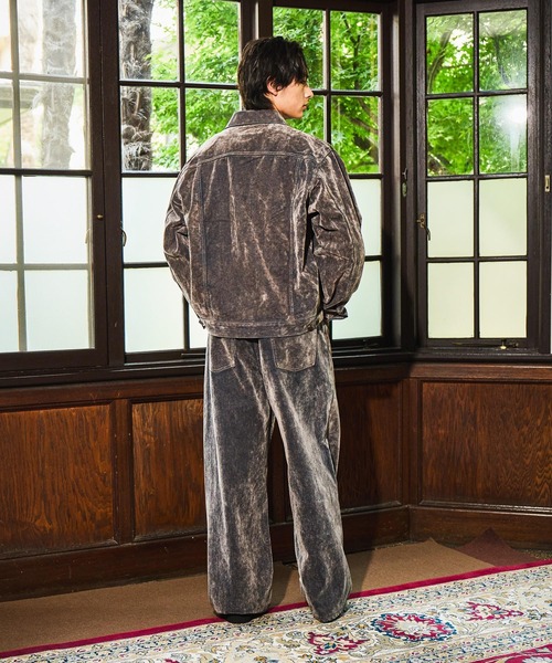 niko and...（ニコアンド）の「Flocked Denim Jacket [niko and ...JEANS]（デニムジャケット・メンズ・グレー/ブルー・MEDIUM/LARGE）」の5枚目の写真