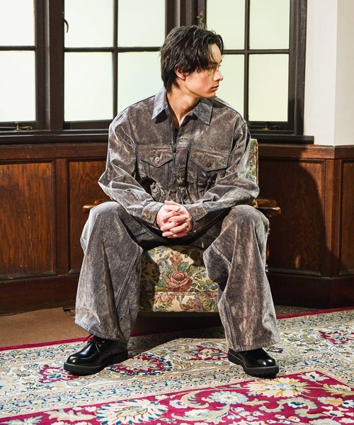 niko and...（ニコアンド）の「Flocked Denim Jacket [niko and ...JEANS]（デニムジャケット・メンズ・グレー/ブルー・MEDIUM/LARGE）」の6枚目の写真