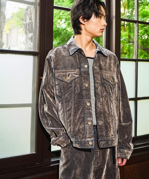 niko and...（ニコアンド）の「Flocked Denim Jacket [niko and ...JEANS]（デニムジャケット・メンズ・グレー/ブルー・MEDIUM/LARGE）」の7枚目の写真