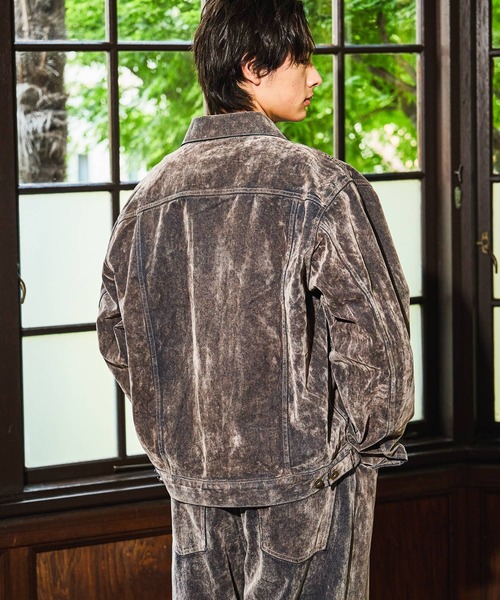 niko and...（ニコアンド）の「Flocked Denim Jacket [niko and ...JEANS]（デニムジャケット・メンズ・グレー/ブルー・MEDIUM/LARGE）」の8枚目の写真