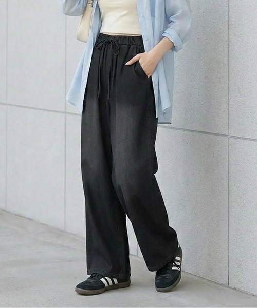 La-gemme（ラジェム）の「デニムライクイージーワイドパンツ（その他パンツ・レディース・ライトブルー/ブルー/ブラック・L/M）」の7枚目の写真