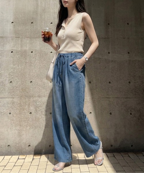 La-gemme（ラジェム）の「デニムライクイージーワイドパンツ（その他パンツ・レディース・ライトブルー/ブルー/ブラック・L/M）」の12枚目の写真