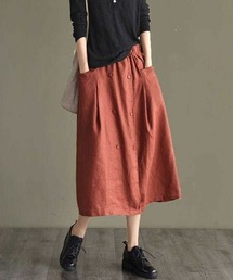 フロントボタンミディアムスカート