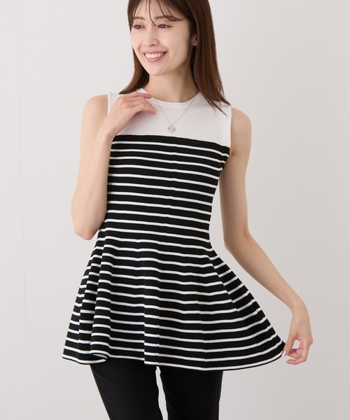 Jayro(ジャイロ)の「配色ニットチュニック(Tシャツ/カットソー・レディース・ブラック/イエロー系その他3/ブラック系その他・M)」の1枚目の写真