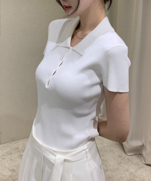 FACTOTUM(ファクトタム)の「襟付きニットシャツ(シャツ/ブラウス・レディース・ライトベージュ/アイボリー・FREE)」の4枚目の写真