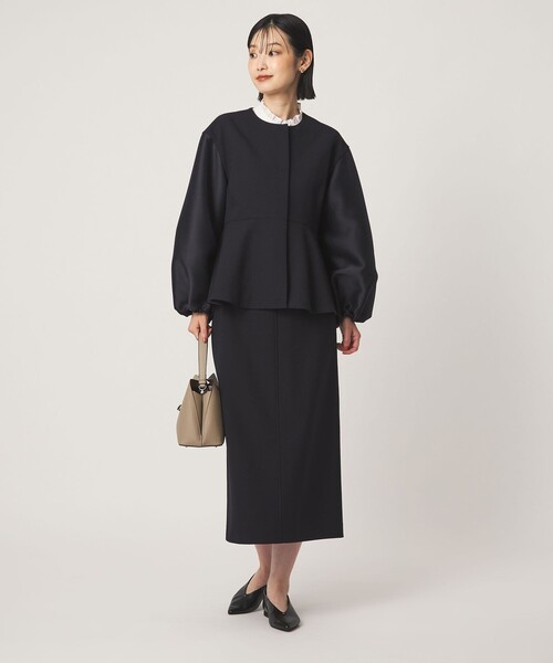 green label relaxing（グリーンレーベルリラクシング）の「［size SHORTあり］fleurie(フルリー) フォルム ジャケット（ノーカラージャケット・レディース・ネイビー/ダークブラウン・FREE/SHORT）」の21枚目の写真