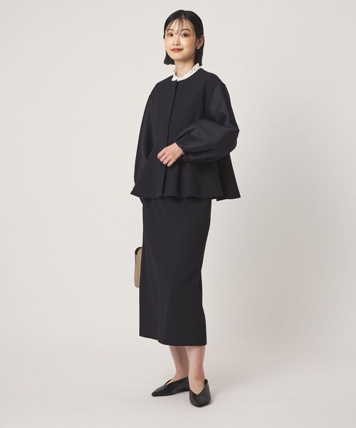 green label relaxing（グリーンレーベルリラクシング）の「［size SHORTあり］fleurie(フルリー) フォルム ジャケット（ノーカラージャケット・レディース・ネイビー/ダークブラウン・FREE/SHORT）」の22枚目の写真