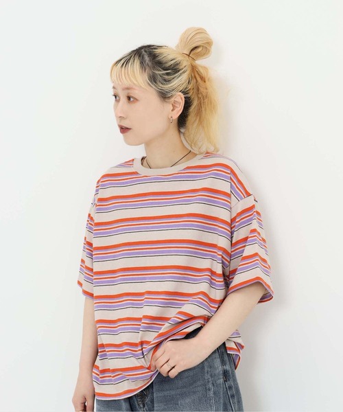 HEART MARKET（ハートマーケット）の「★ワイドなリンガー＆ボーダーTEE（Tシャツ/カットソー・レディース・ネイビー系/オレンジ系/ブラック/グリーン系/イエロー/ナチュラル/グレー系/ベージュ系・LARGE/MEDIUM/SMALL）」の8枚目の写真