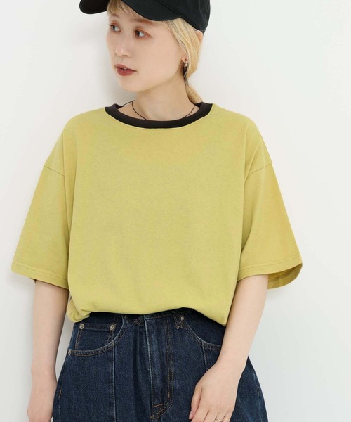 HEART MARKET（ハートマーケット）の「★ワイドなリンガー＆ボーダーTEE（Tシャツ/カットソー・レディース・ネイビー系/オレンジ系/ブラック/グリーン系/イエロー/ナチュラル/グレー系/ベージュ系・LARGE/MEDIUM/SMALL）」の7枚目の写真