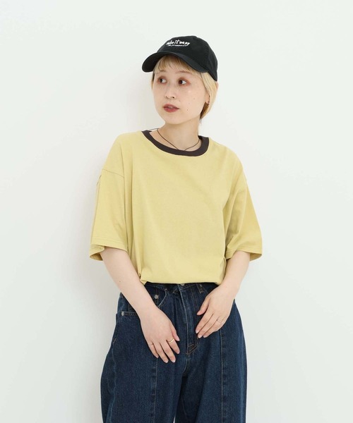 HEART MARKET（ハートマーケット）の「★ワイドなリンガー＆ボーダーTEE（Tシャツ/カットソー・レディース・ネイビー系/オレンジ系/ブラック/グリーン系/イエロー/ナチュラル/グレー系/ベージュ系・LARGE/MEDIUM/SMALL）」の9枚目の写真