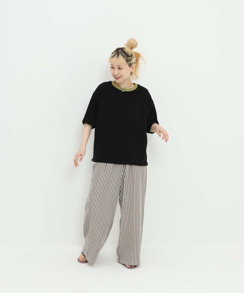 HEART MARKET（ハートマーケット）の「★ワイドなリンガー＆ボーダーTEE（Tシャツ/カットソー・レディース・ネイビー系/オレンジ系/ブラック/グリーン系/イエロー/ナチュラル/グレー系/ベージュ系・LARGE/MEDIUM/SMALL）」の13枚目の写真