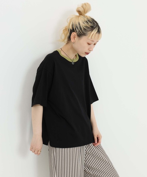 HEART MARKET（ハートマーケット）の「★ワイドなリンガー＆ボーダーTEE（Tシャツ/カットソー・レディース・ネイビー系/オレンジ系/ブラック/グリーン系/イエロー/ナチュラル/グレー系/ベージュ系・LARGE/MEDIUM/SMALL）」の14枚目の写真