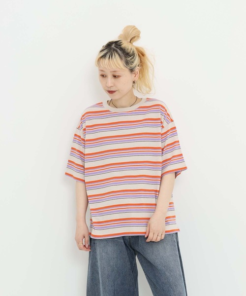 HEART MARKET（ハートマーケット）の「★ワイドなリンガー＆ボーダーTEE（Tシャツ/カットソー・レディース・ネイビー系/オレンジ系/ブラック/グリーン系/イエロー/ナチュラル/グレー系/ベージュ系・LARGE/MEDIUM/SMALL）」の17枚目の写真