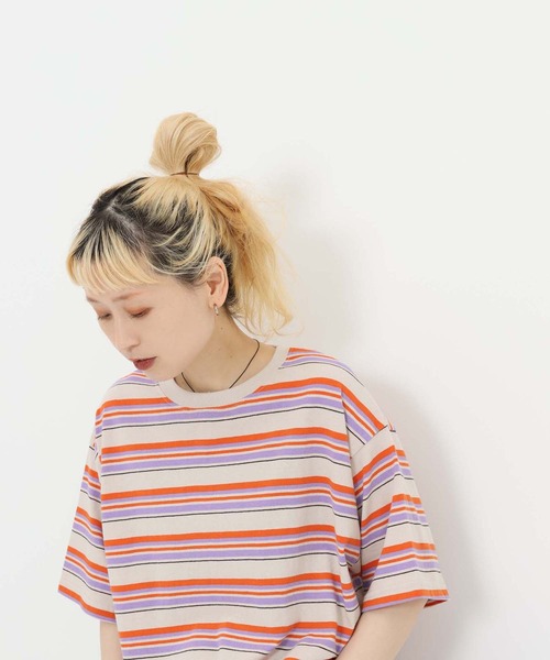 HEART MARKET（ハートマーケット）の「★ワイドなリンガー＆ボーダーTEE（Tシャツ/カットソー・レディース・ネイビー系/オレンジ系/ブラック/グリーン系/イエロー/ナチュラル/グレー系/ベージュ系・LARGE/MEDIUM/SMALL）」の18枚目の写真