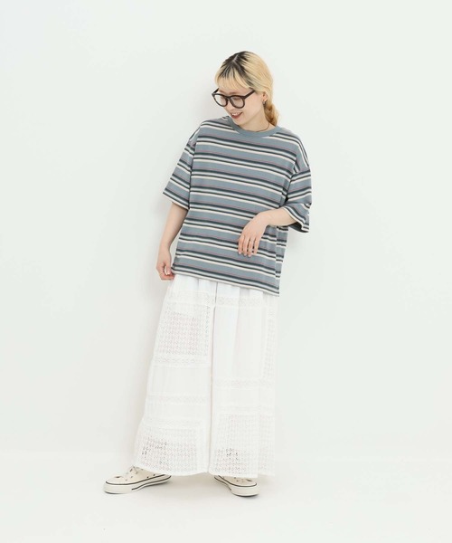 HEART MARKET（ハートマーケット）の「★ワイドなリンガー＆ボーダーTEE（Tシャツ/カットソー・レディース・ネイビー系/オレンジ系/ブラック/グリーン系/イエロー/ナチュラル/グレー系/ベージュ系・LARGE/MEDIUM/SMALL）」の19枚目の写真