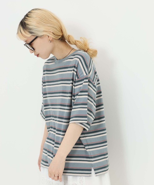 HEART MARKET（ハートマーケット）の「★ワイドなリンガー＆ボーダーTEE（Tシャツ/カットソー・レディース・ネイビー系/オレンジ系/ブラック/グリーン系/イエロー/ナチュラル/グレー系/ベージュ系・LARGE/MEDIUM/SMALL）」の22枚目の写真