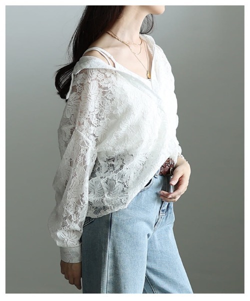 Sawa a la mode（サワアラモード）の「レースシャツ＆キャミソールアンサンブル（アンサンブル・レディース・ブラック/ホワイト・FREE）」の15枚目の写真