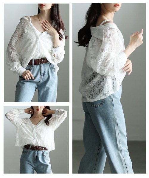 Sawa a la mode（サワアラモード）の「レースシャツ＆キャミソールアンサンブル（アンサンブル・レディース・ブラック/ホワイト・FREE）」の18枚目の写真