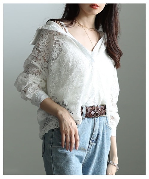 Sawa a la mode（サワアラモード）の「レースシャツ＆キャミソールアンサンブル（アンサンブル・レディース・ブラック/ホワイト・FREE）」の19枚目の写真