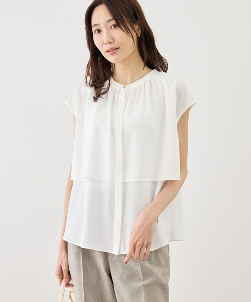 ROPE' PICNIC（ロペピクニック）の「フレアギャザーブラウス（シャツ/ブラウス・レディース・ホワイト/ブルー系その他5/チャコールグレー・FREE）」の12枚目の写真