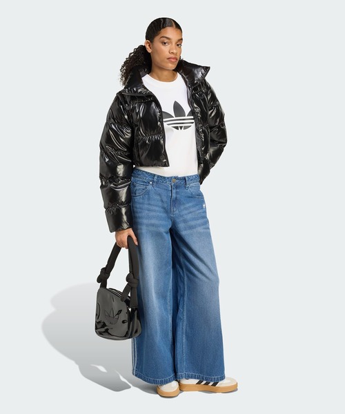 adidas(アディダス)の「Essentials グロッシー 2-in-1スタイル クロップド丈 パファー / アディダスオリジナルス adidas Originals(ダウンジャケット/コート・レディース・ブラック・X-SMALL/X-LARGE/SMALL/MEDIUM/LARGE/3XL/XX-LARGE)」の3枚目の写真