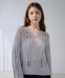 Summer Fisherman Cable Loose Fit Knit (lavender)