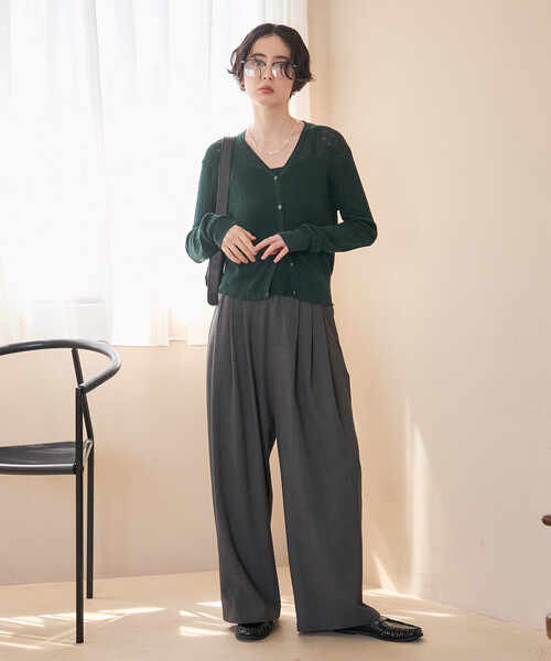 FREAK'S STORE(フリークスストア)の「タック ワイドパンツ/イージーパンツ(スラックス・レディース・ブラウン/ベージュ/チャコール・MEDIUM/SMALL)」の4枚目の写真