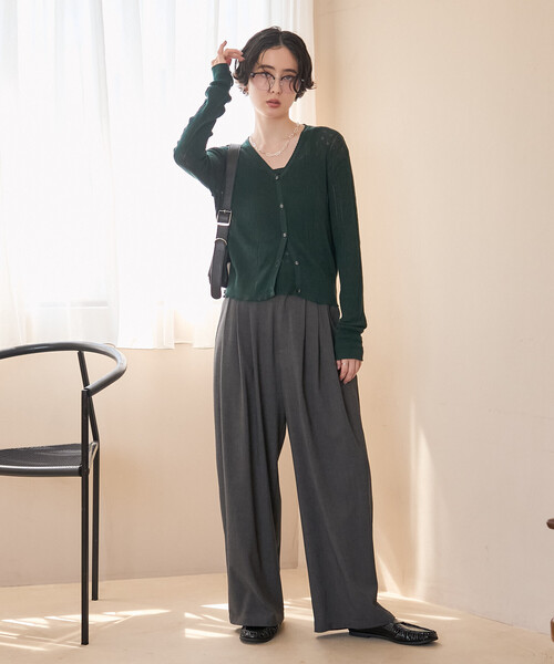FREAK'S STORE(フリークスストア)の「タック ワイドパンツ/イージーパンツ(スラックス・レディース・ブラウン/ベージュ/チャコール・MEDIUM/SMALL)」の5枚目の写真
