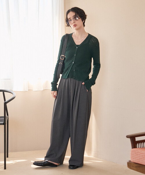 FREAK'S STORE(フリークスストア)の「タック ワイドパンツ/イージーパンツ(スラックス・レディース・ブラウン/ベージュ/チャコール・MEDIUM/SMALL)」の8枚目の写真