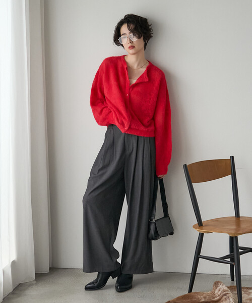 FREAK'S STORE(フリークスストア)の「タック ワイドパンツ/イージーパンツ(スラックス・レディース・ブラウン/ベージュ/チャコール・MEDIUM/SMALL)」の9枚目の写真
