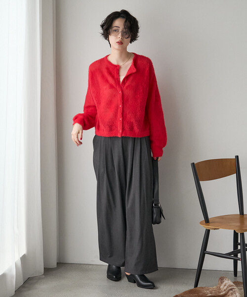 FREAK'S STORE(フリークスストア)の「タック ワイドパンツ/イージーパンツ(スラックス・レディース・ブラウン/ベージュ/チャコール・MEDIUM/SMALL)」の12枚目の写真