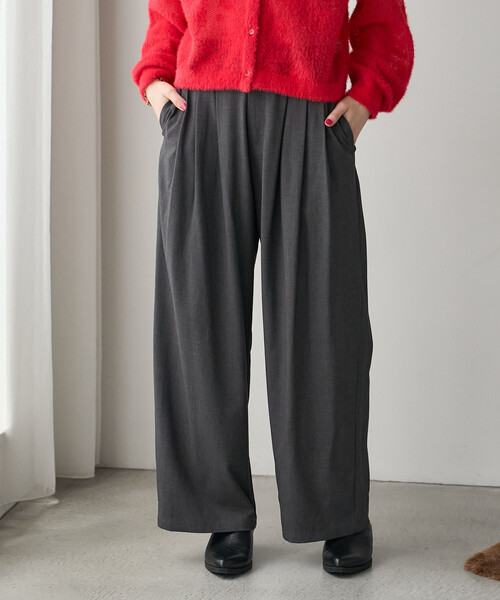 FREAK'S STORE(フリークスストア)の「タック ワイドパンツ/イージーパンツ(スラックス・レディース・ブラウン/ベージュ/チャコール・MEDIUM/SMALL)」の13枚目の写真