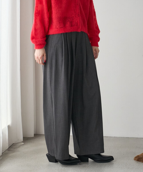 FREAK'S STORE(フリークスストア)の「タック ワイドパンツ/イージーパンツ(スラックス・レディース・ブラウン/ベージュ/チャコール・MEDIUM/SMALL)」の16枚目の写真
