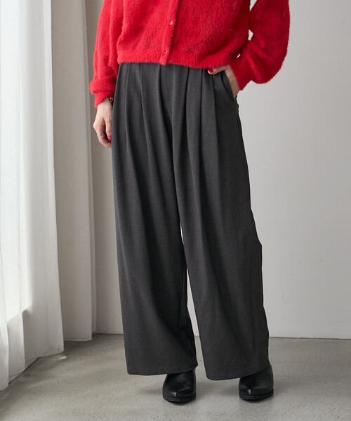 FREAK'S STORE(フリークスストア)の「タック ワイドパンツ/イージーパンツ(スラックス・レディース・ブラウン/ベージュ/チャコール・MEDIUM/SMALL)」の17枚目の写真