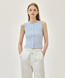 W BUTTON UP SLEEVELESS