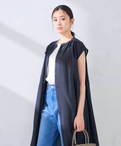 a.v.v（アーヴェヴェ）の「シアーギャザーワンピース（ワンピース・レディース・ブラック/ブラウン/グリーン・38/40）」の21枚目の写真