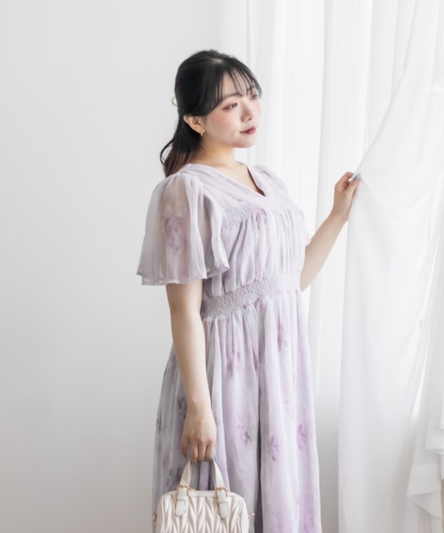 CLETTE(クレット)の「ぼかし花柄ワンピース(ワンピース・レディース・ラベンダー/イエロー・3L/LL/4L)」の19枚目の写真