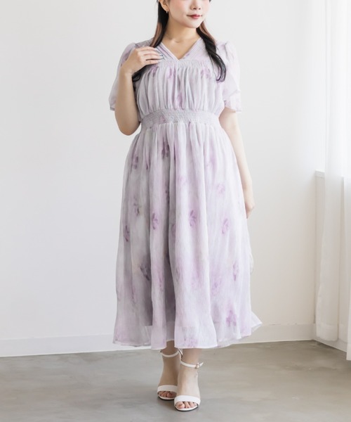 CLETTE(クレット)の「ぼかし花柄ワンピース(ワンピース・レディース・ラベンダー/イエロー・3L/LL/4L)」の12枚目の写真