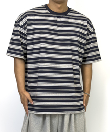 コンフォートストライプオーバーサイズ半袖NAVY