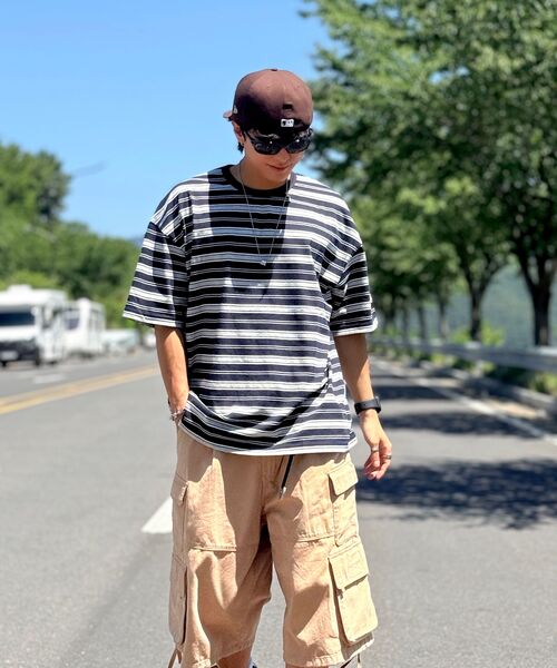 PACIENCIA（パシエンシア）の「コンフォートストライプオーバーサイズ半袖NAVY（Tシャツ/カットソー・メンズ・その他・LARGE/X-LARGE/XX-LARGE）」の11枚目の写真