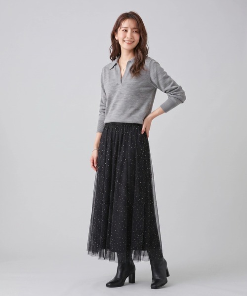 Nunc.(ヌンク)の「ドットプリントチュールスカート(スカート・レディース・ブラウン/ブラック・38)」の13枚目の写真