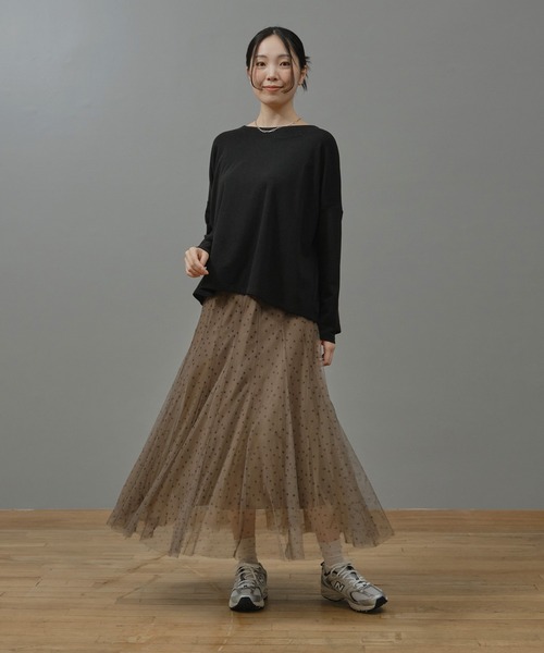 Nunc.(ヌンク)の「ドットプリントチュールスカート(スカート・レディース・ブラウン/ブラック・38)」の6枚目の写真