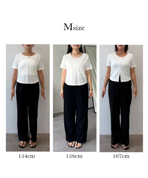 prose verse(プロズヴェール)の「【接触冷感】前後2wayセンタースリットクロップドTシャツ(Tシャツ/カットソー・レディース・オフホワイト/ブラック・LARGE/MEDIUM)」の3枚目の写真
